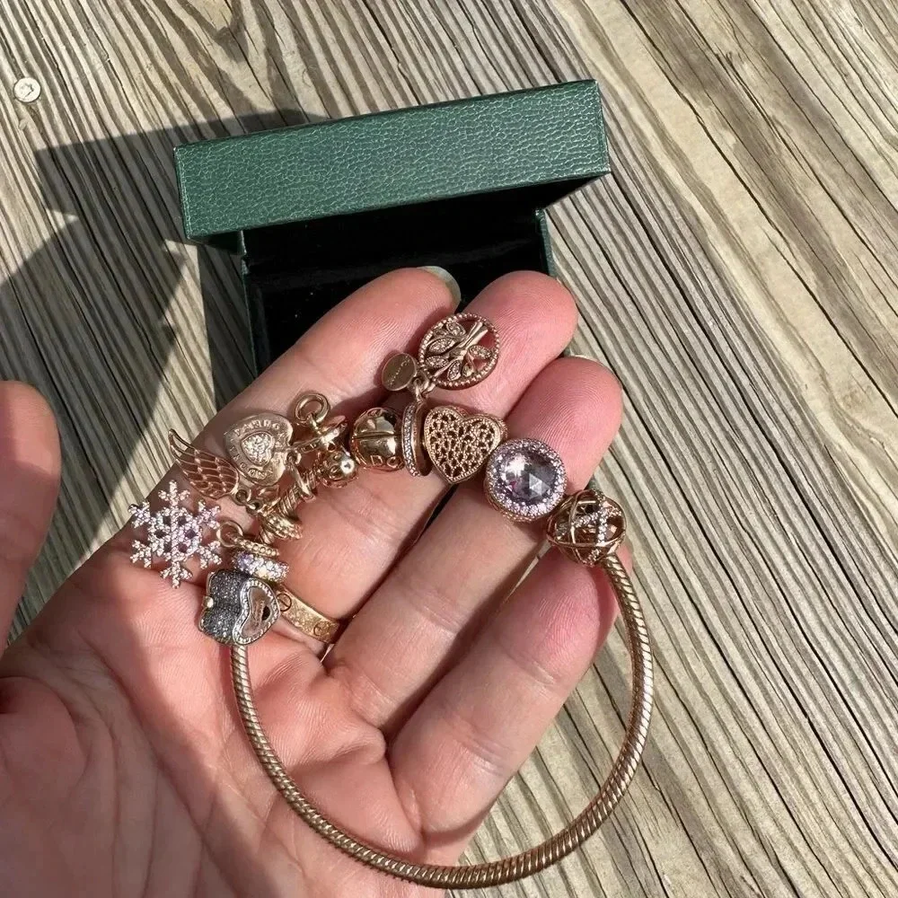 Pandora Limited edition Rose Gold bracelet set 10 charms,Very Rare to find